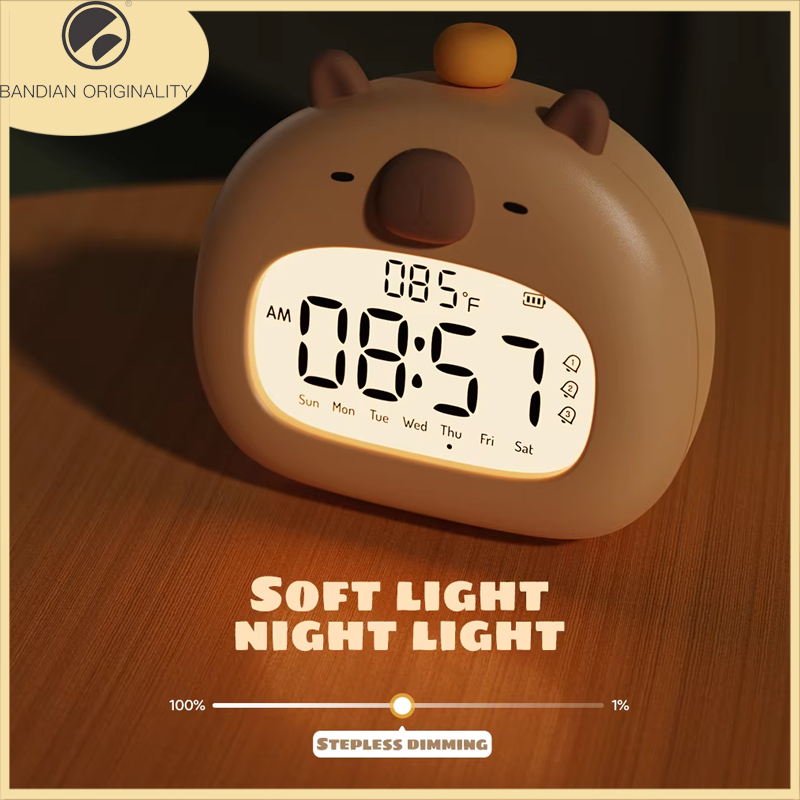 White Noise Machine Sleep - Jam Alarm LED anak, tampilan temperatur