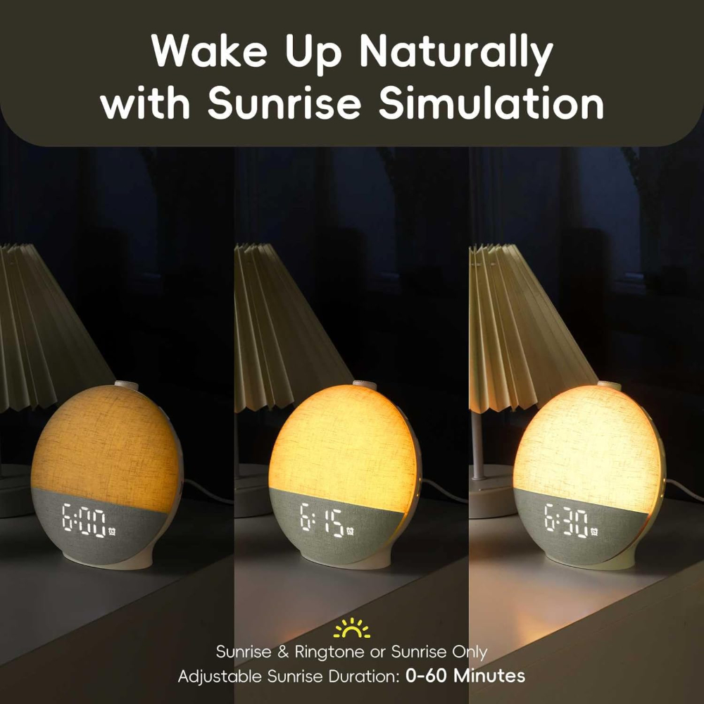Jam Alarm Sunrise Wake Up Ligh - White Noise Machine Sleep ulasan dan harga
